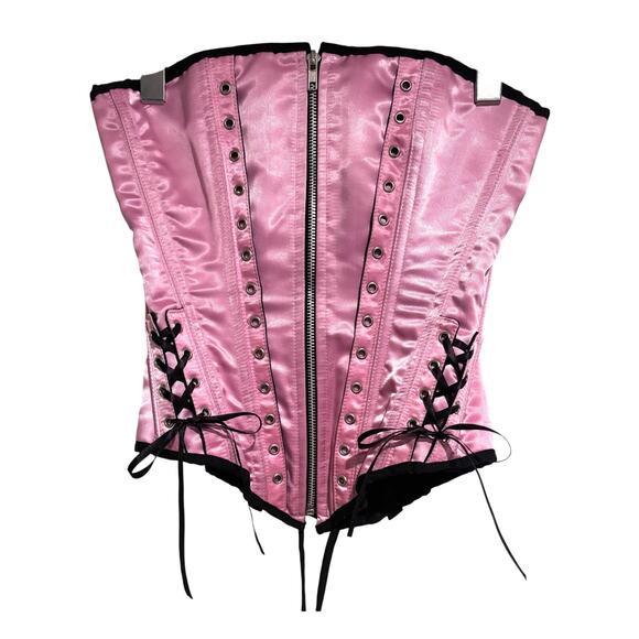 Eurotique VTG 90s Pink Polyester Blend Adjustable Corset Bustier Size L NWT - Picture 1 of 9